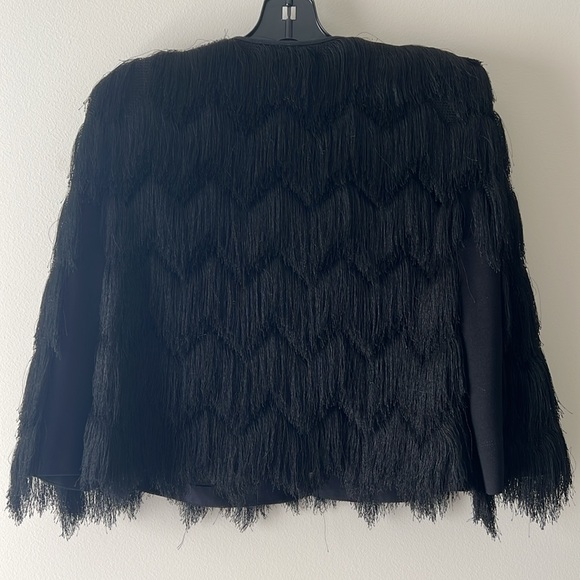 Black Fringe BCBG Crop Jacket, Size M - Picture 4 of 7